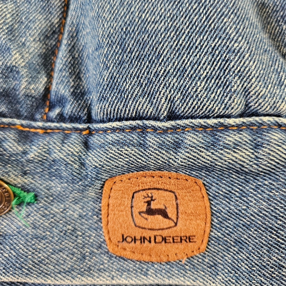 Vintage John Deere Denim Jacket‎ Sherpa Collar Mens L Button Front Trucker - Picture 2 of 11
